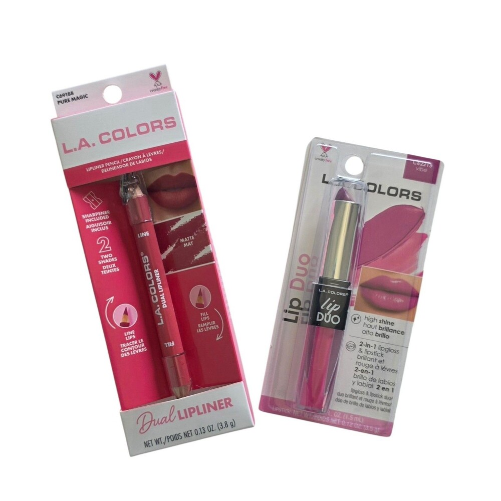 L.A.Colors Dual Lip Liner Pure Magic & Vibe Lip Duo 2pk
